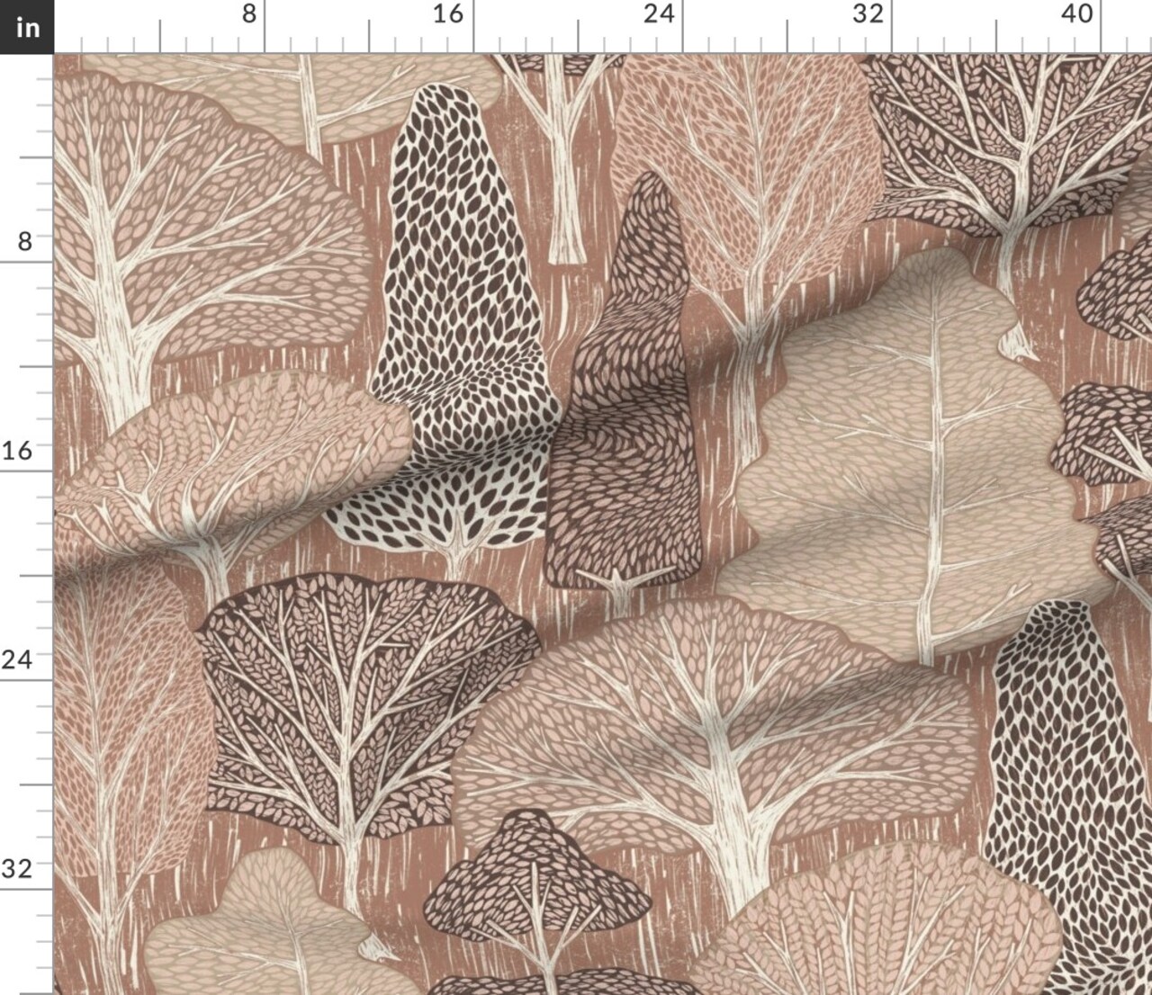 Various Fabrics by the Yard or Fat Quarter Nature Forest Trees Wallpaper Hand Drawn Neutral Monochromatic Rustic Peaceful Earth Tone Custom Printed Fabric by Spoonflower 18334324